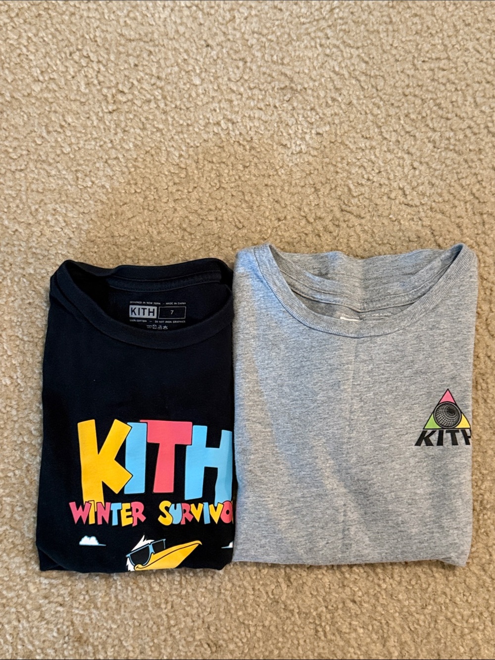 Two Kith Black Short Sleeve Tee with Multicolor 'Winter Survivor' Surf Graphic